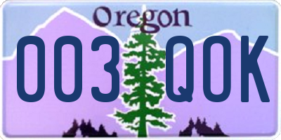 OR license plate 003QOK