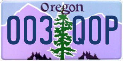 OR license plate 003QOP