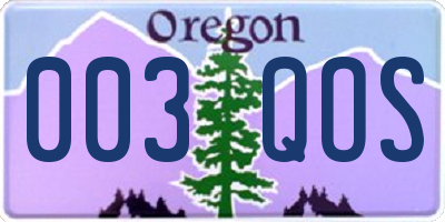 OR license plate 003QOS