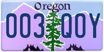 OR license plate 003QOY