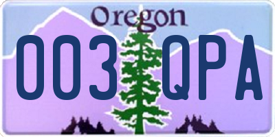 OR license plate 003QPA