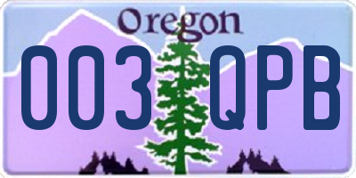 OR license plate 003QPB