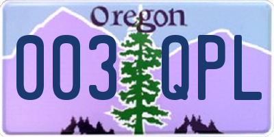 OR license plate 003QPL