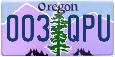 OR license plate 003QPU