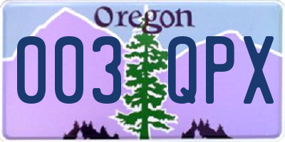 OR license plate 003QPX