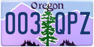 OR license plate 003QPZ