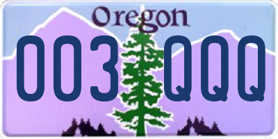 OR license plate 003QQQ