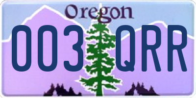 OR license plate 003QRR