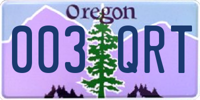 OR license plate 003QRT