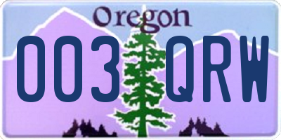 OR license plate 003QRW