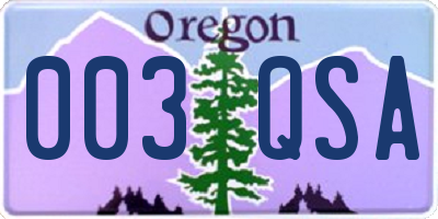 OR license plate 003QSA