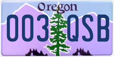 OR license plate 003QSB