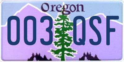 OR license plate 003QSF