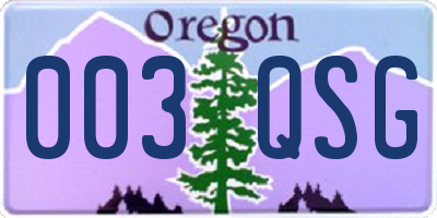 OR license plate 003QSG