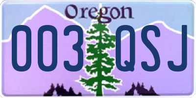OR license plate 003QSJ
