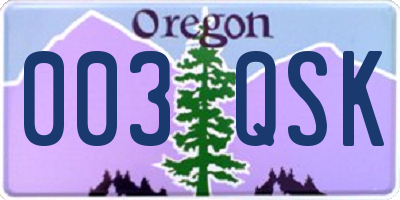 OR license plate 003QSK