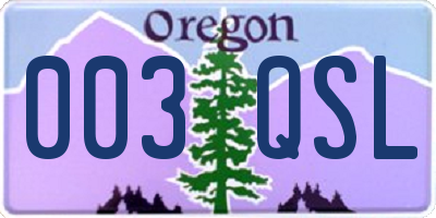 OR license plate 003QSL