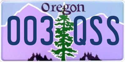 OR license plate 003QSS