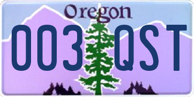 OR license plate 003QST