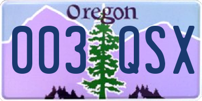 OR license plate 003QSX