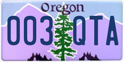 OR license plate 003QTA