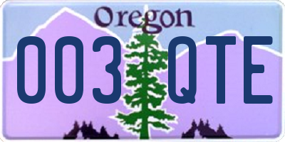 OR license plate 003QTE