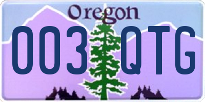 OR license plate 003QTG