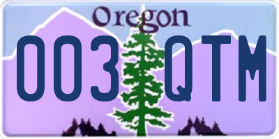 OR license plate 003QTM