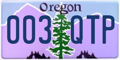 OR license plate 003QTP
