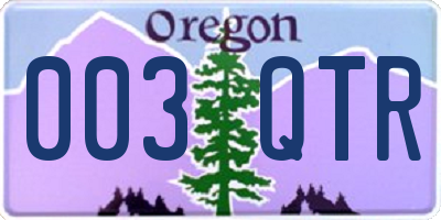 OR license plate 003QTR