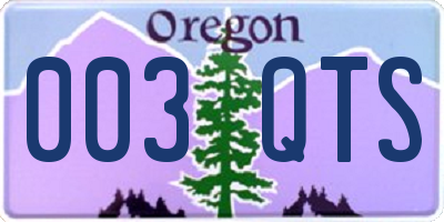 OR license plate 003QTS