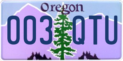 OR license plate 003QTU