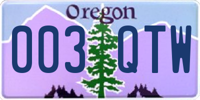 OR license plate 003QTW