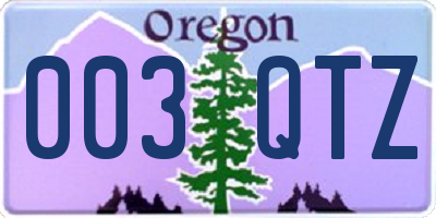 OR license plate 003QTZ