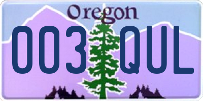 OR license plate 003QUL