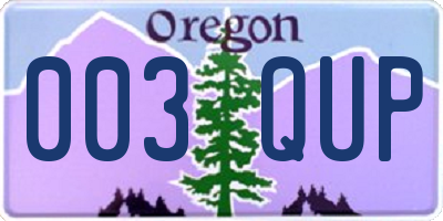 OR license plate 003QUP