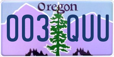 OR license plate 003QUU