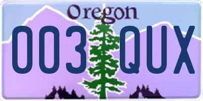 OR license plate 003QUX
