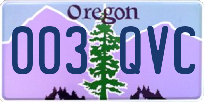 OR license plate 003QVC