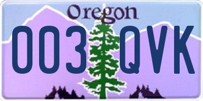 OR license plate 003QVK