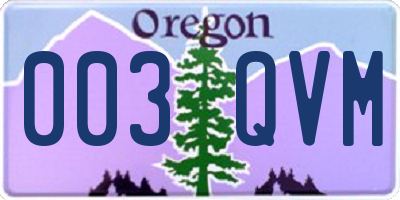 OR license plate 003QVM