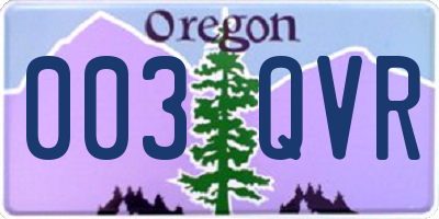 OR license plate 003QVR