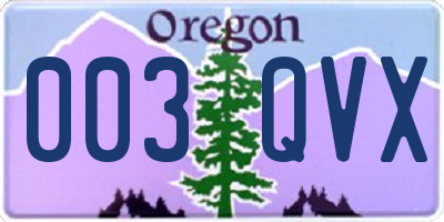 OR license plate 003QVX