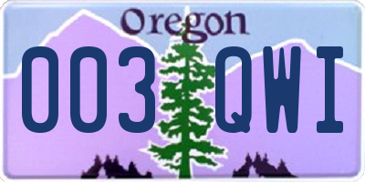 OR license plate 003QWI