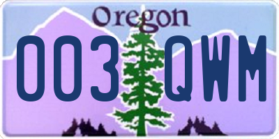 OR license plate 003QWM