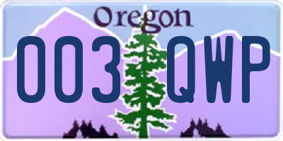 OR license plate 003QWP