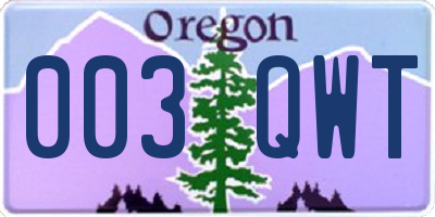 OR license plate 003QWT