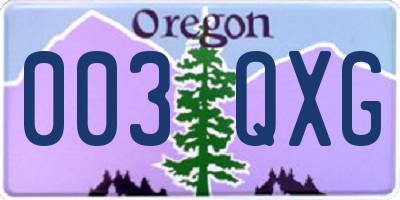 OR license plate 003QXG