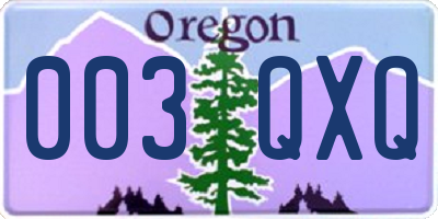 OR license plate 003QXQ