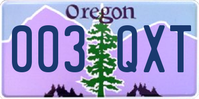 OR license plate 003QXT